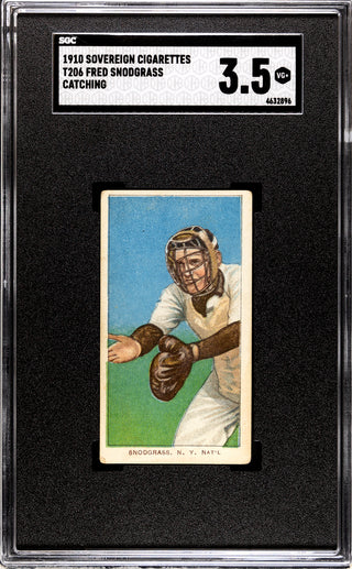 Fred Snodgrass 1910 T206 Catching Sovereign Tobacco Card (SGC 3.5)