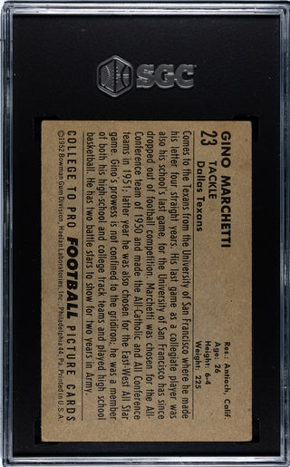 Gino Marchetti 1952 Bowman Large Card #23 SGC 2