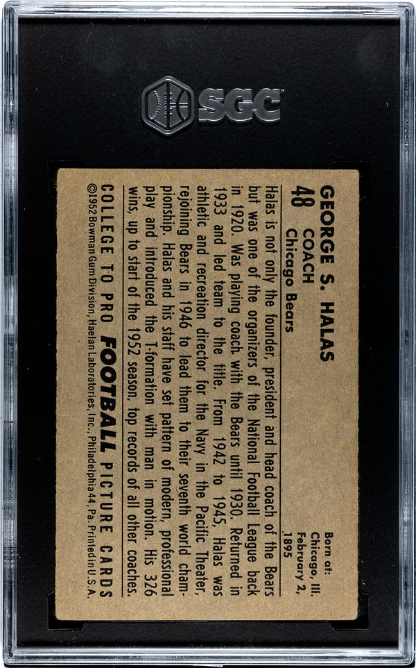 George Halas 1952 Bowman Large Card #48 SGC 2.5