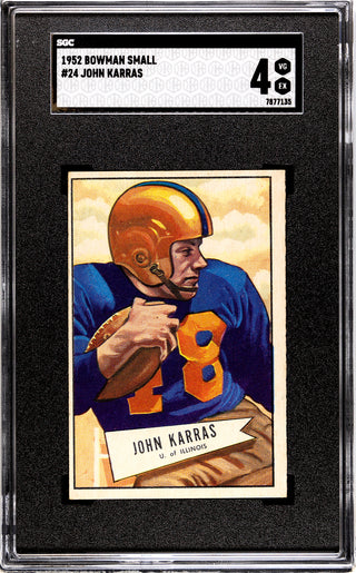 John Karras 1952 Bowman Small Card #24 (SGC 4)