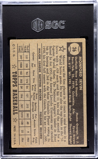 Monte Irvin 1952 Topps Card #26 SGC 2
