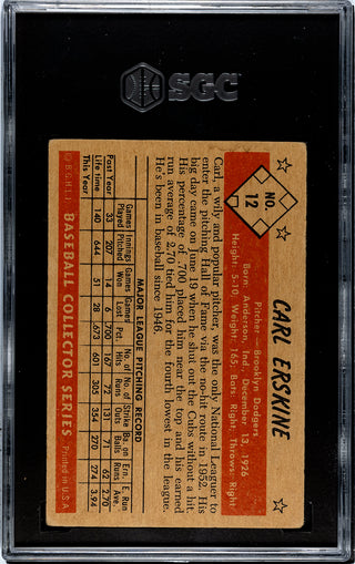 Carl Erskine 1953 Bowman Color Card #12 SGC 4
