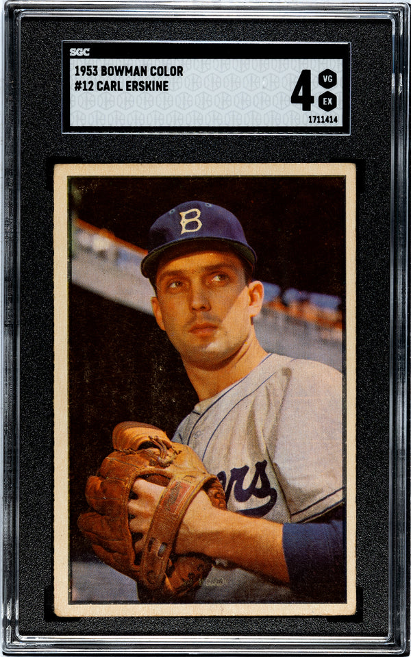 Carl Erskine 1953 Bowman Color Card #12 SGC 4