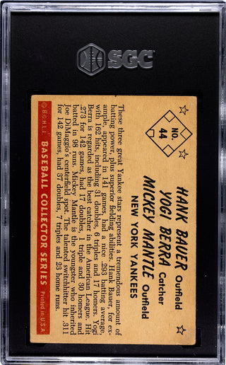 Hank Bauer Yogi Berra Mickey Mantle 1953 Bowman Color #44 SGC 1.5