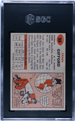 Frank Gifford 1957 Topps Card #88 (SGC NM 7)