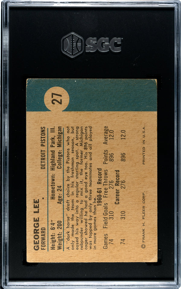 George Lee 1961-62 Fleer Card #27 SGC 2