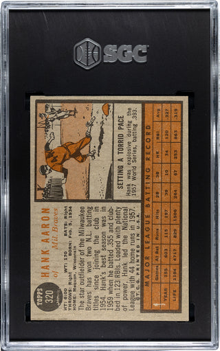 Hank Aaron 1962 Topps #320 SGC 5