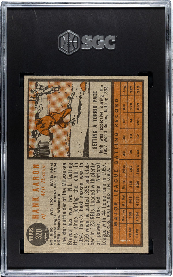 Hank Aaron 1962 Topps #320 SGC 5