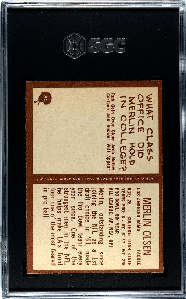 Merlin Olsen 1967 Philadelphia #94 SGC 7