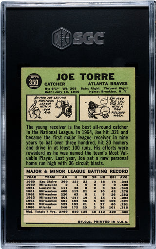 Joe Torre 1967 Topps Card #350 SGC 2