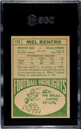 Mel Renfro 1968 Topps #129 SGC 4