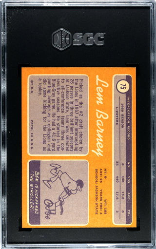 Lem Barney 1970 Topps #75 SGC 5