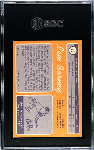 Lem Barney 1970 Topps #75 SGC 6.5