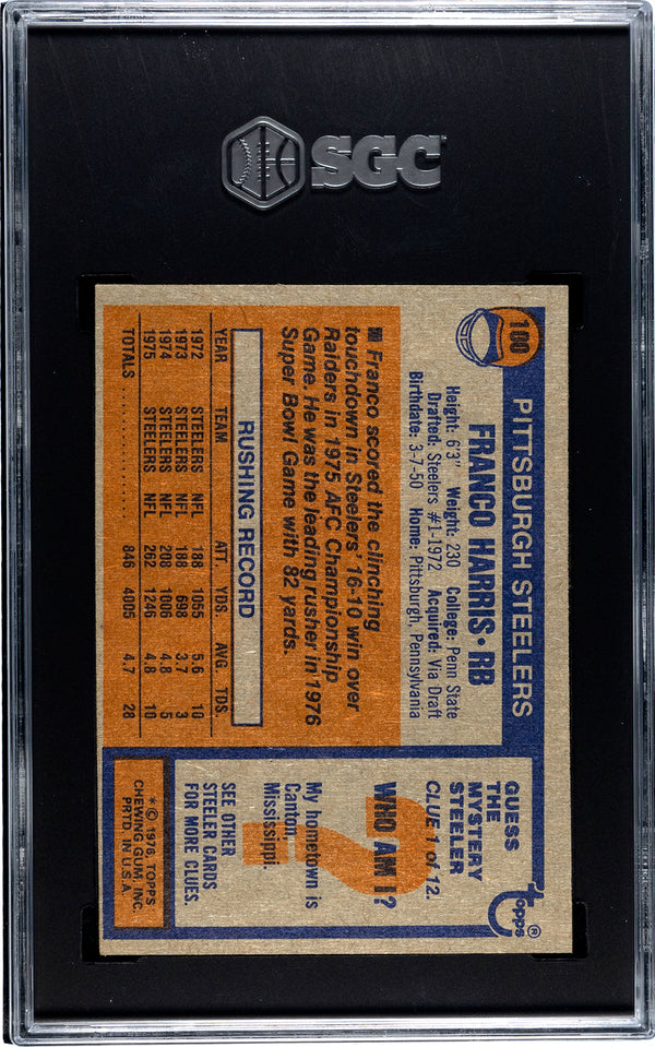 Franco Harris 1976 Topps #100 SGC 4.5