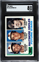 Cal Ripken Jr., Bob Bonner & Jeff Schneider 1982 Topps Card #21 SGC 8