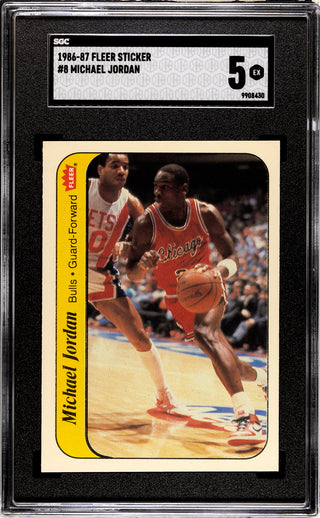 Michael Jordan 1986-87 Fleer Sticker Rookie Card #8 (SGC 5)