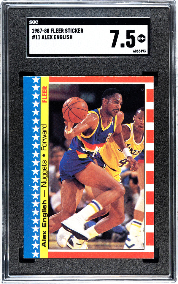 Alex English 1987-88 Fleer Sticker #11 SGC 7.5