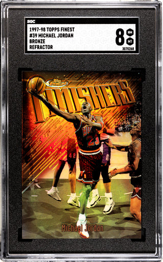 Michael Jordan 1997-98 Topps Finest Bronze Refractor Finishers Card (SGC 8)
