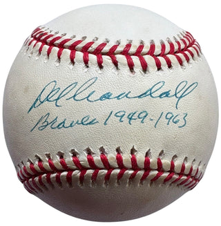 Del Crandall Autographed Official National League Baseball