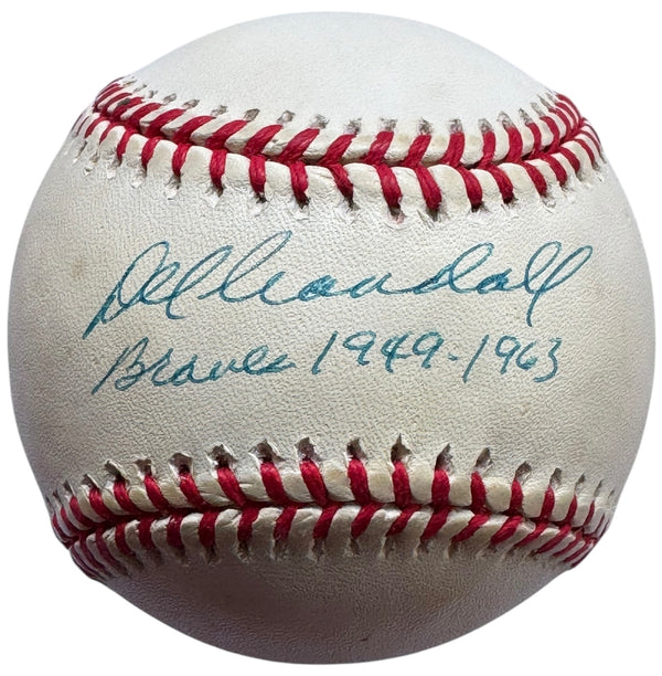 Del Crandall Autographed Official National League Baseball