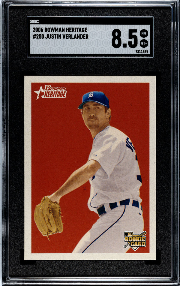Justin Verlander 2006 Bowman Heritage Rookie Card #250 SGC 8.5