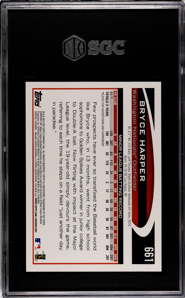 Bryce Harper 2012 Topps Complete Set #661 SGC 8.5