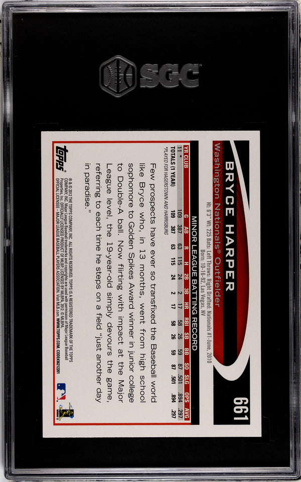 Bryce Harper 2012 Topps Complete Set #661 SGC 9.5