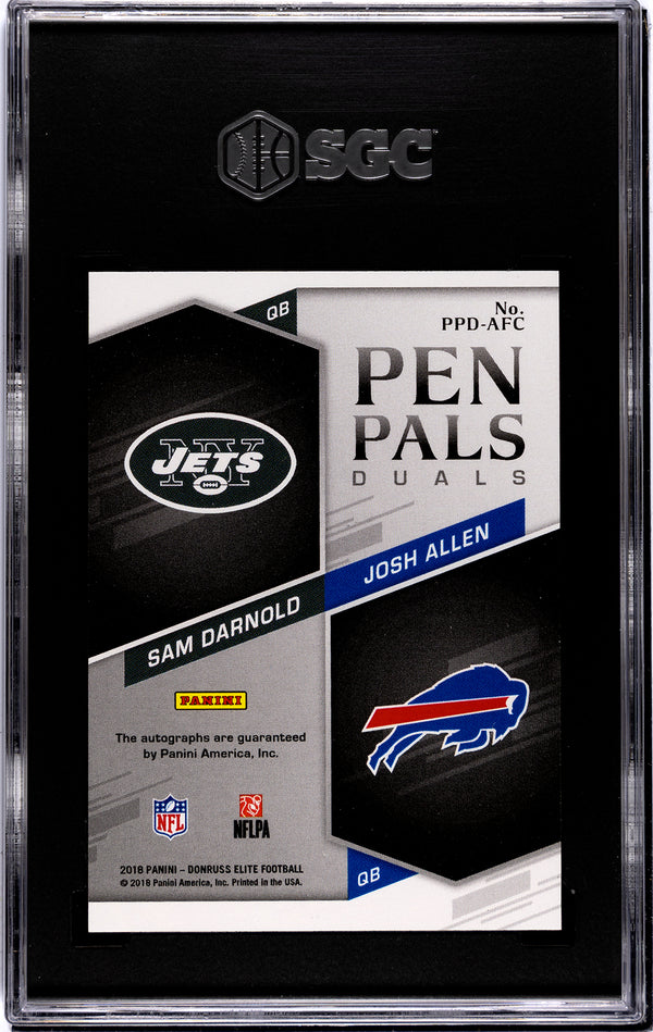 Josh Allen/Sam Darnold  2021 Panini Elite Pen Pals Duals #PPD-AFC SGC 9.5 Card