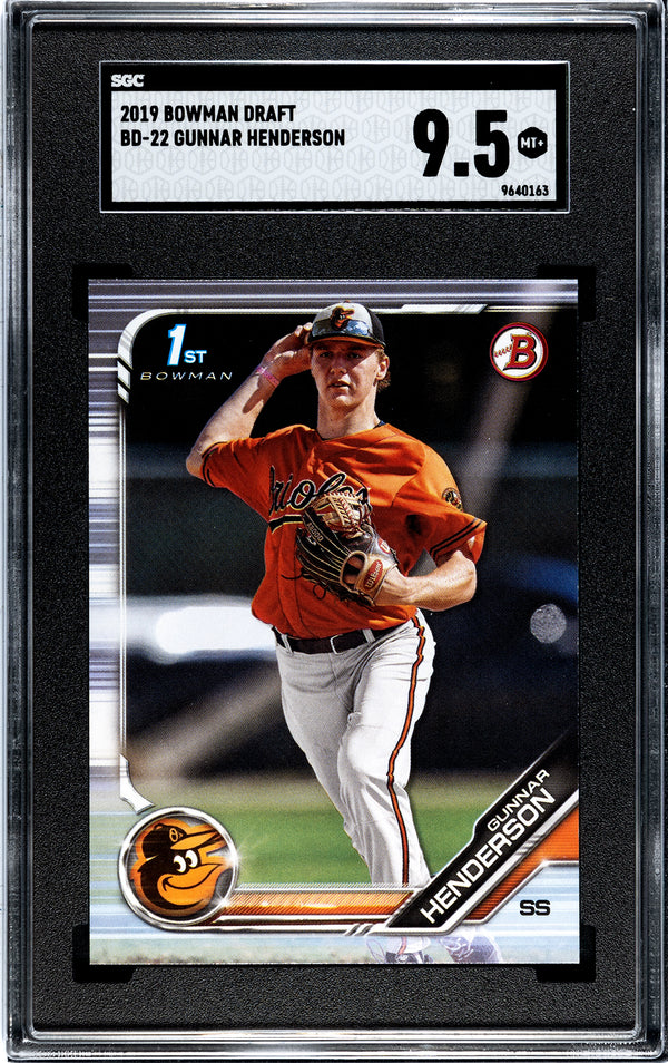 Gunnar Henderson 2019 1st Bowman Draft Rookie Card #BD22 SGC 9.5