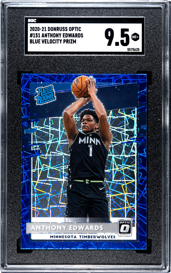 Anthony Edwards 2020-21 Panini Donruss Optic Blue Velocity Prizm #151 SGC 9.5