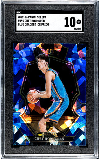 Chet Holmgren 2022-23 Select Blue Cracked Ice Prizm Rookie Card #196 SGC 10