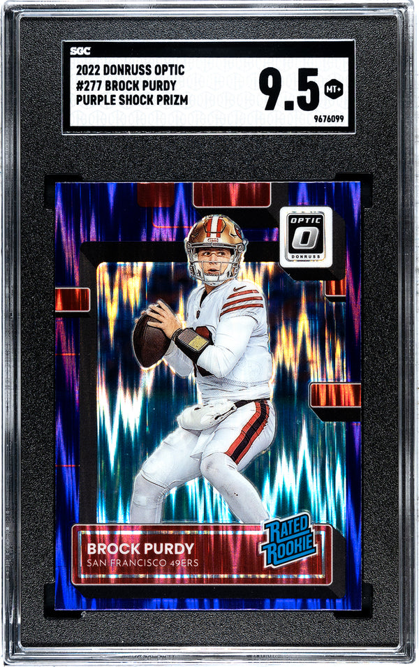 Brock Purdy 2022 Panini Donruss Optic Purple Shock Prizm #277 SGC 9.5