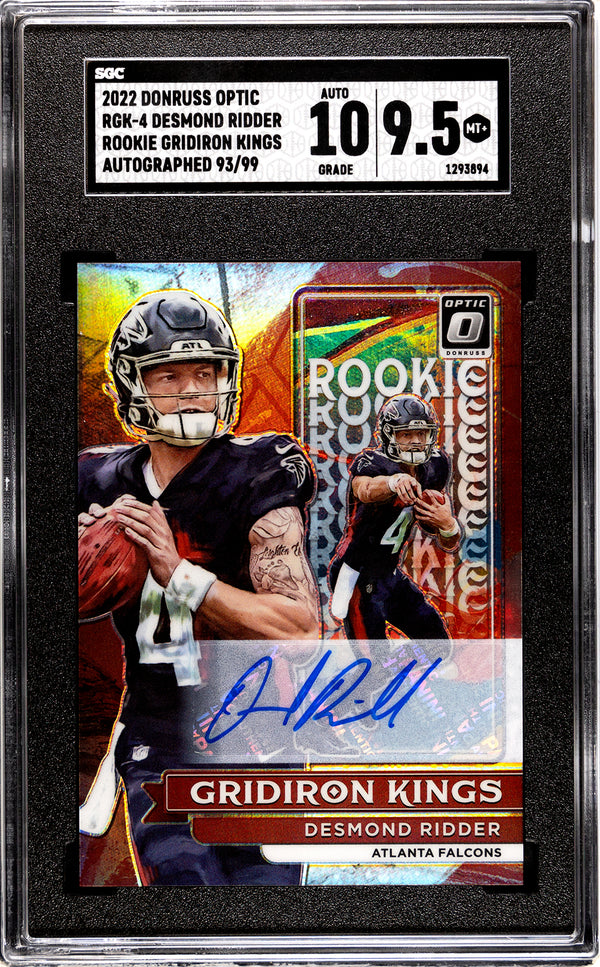 Desmond Ridder Auto 2022 Donruss Optic Rookie Gridiron Kings Card /99 (SGC 9.5)
