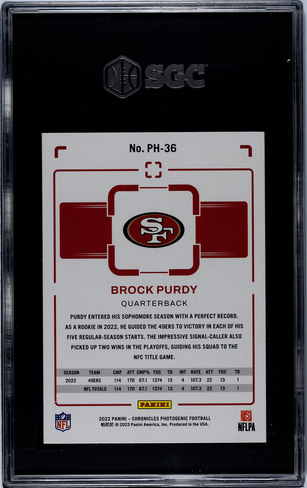 Brock Purdy 2022 Panini Chronicles Photogenic #PH-36 SGC 9.5