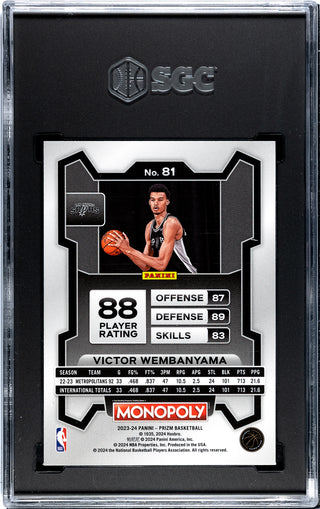 Victor Wembanyama 2023-24 Panini Prizm Monopoly Rookie #81 SGC 8
