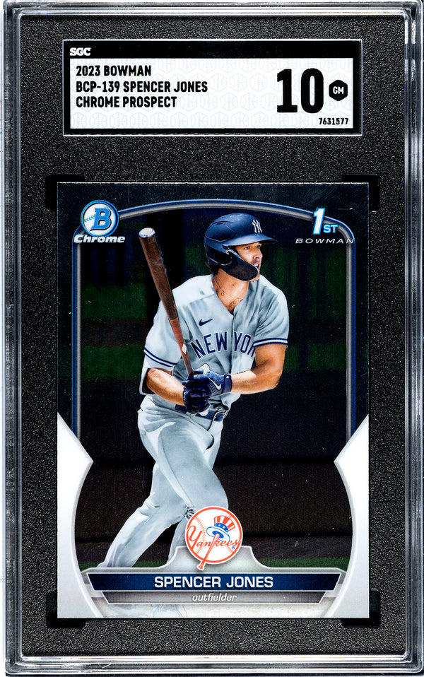 Spencer Jones 2023 1st Bowman Chrome Prospect Rookie Card #BCP139 SGC 10