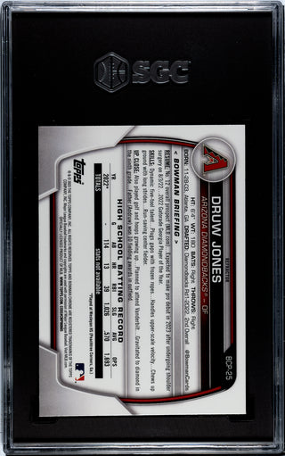 Druw Jones 2023 Bowman Chrome Prospects Lunar Glow Refractor #BCP-25 SGC 8