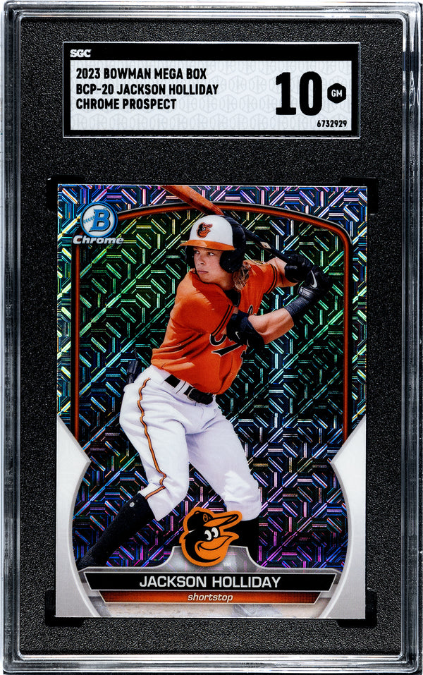 Jackson Holliday 2023 Bowman Chrome Prospect Mega Box Rookie Card SGC 10