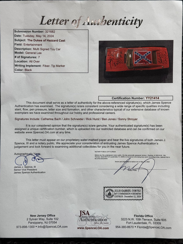 DUKES OF HAZZARD Signed 1:18 Scale ERTL Diecast Car Mud Version (JSA)