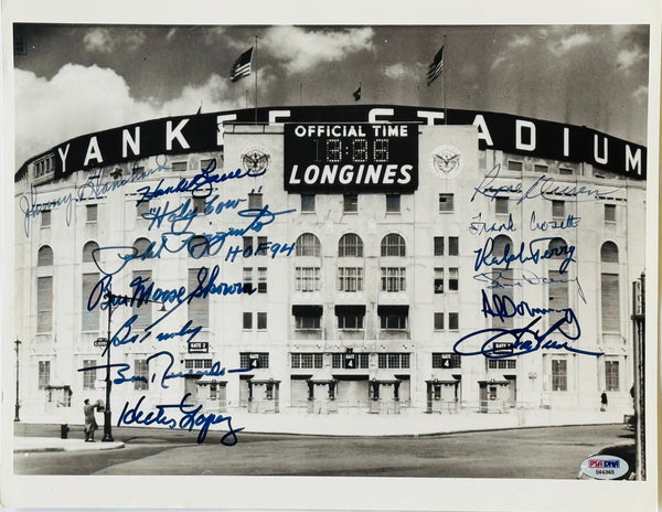 New York Yankee Greats Signed Baseball 11x14 Photo Rizzuto Skowron Turley (PSA)