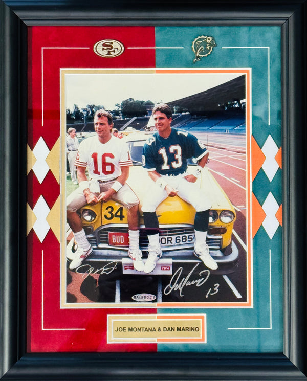 Joe Montana & Dan Marino Autographed Framed 8x10 Photo (UDA)