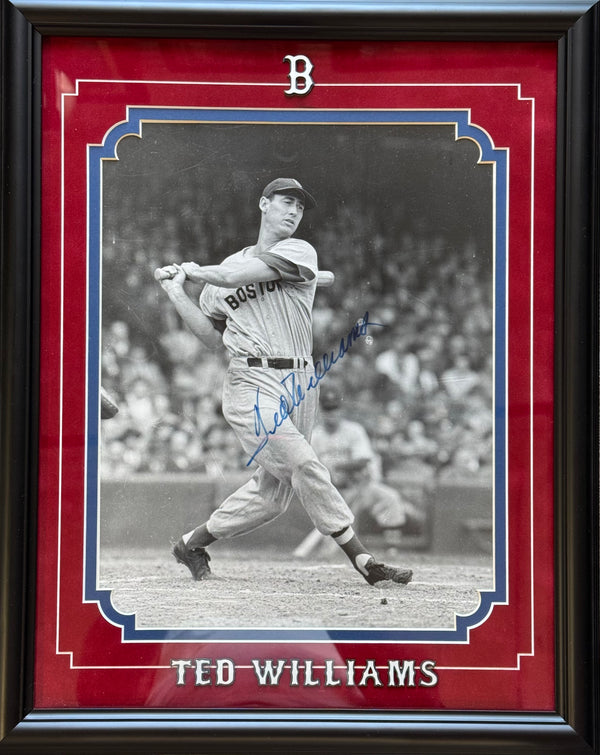 Ted Williams Autographed 11x14 Framed Baseball Photo (JSA)