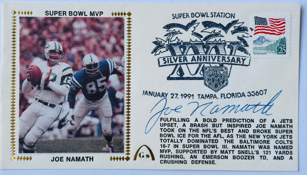 Joe Namath Autographed Super Bowl First Day Cover Cache (SGC)