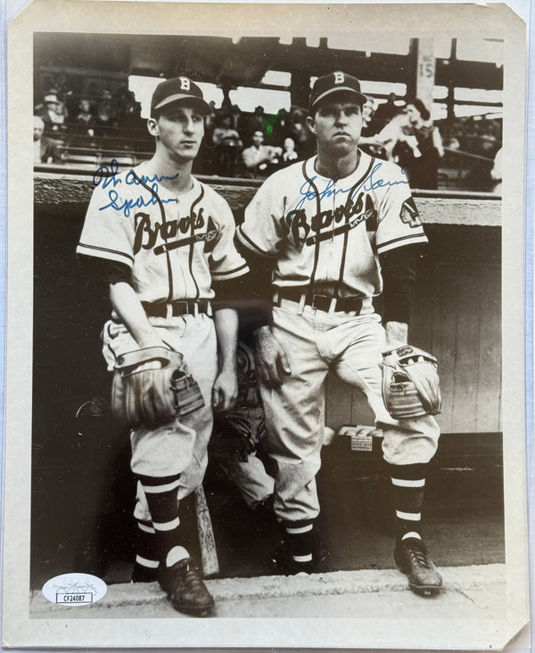 Warren Spahn & Johnny Sain Autographed Braves 8X10 Photo (JSA)