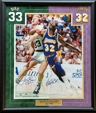 Magic Johnson & Larry Bird Autographed Framed 16x20 Photo (Bird Holo)