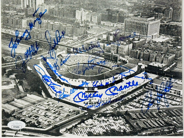 New York Yankee Greats Signed Baseball 8x10 Photo Mantle Berra Jackson Ford (JSA)