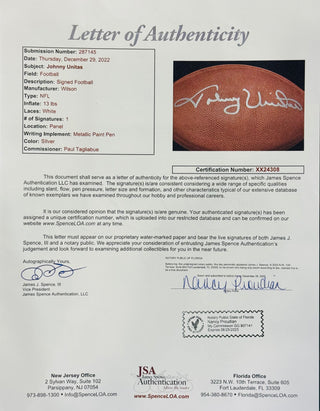 Johnny Unitas Autographed Official Wilson NFL Football (JSA)