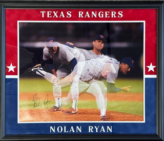 Nolan Ryan Autographed Rangers Framed 16x20 Photo (JSA)
