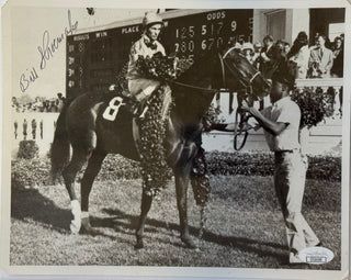 Bill Shoemaker Autographed Horse Racing 8x10 Photo Spectacular Bid (JSA)