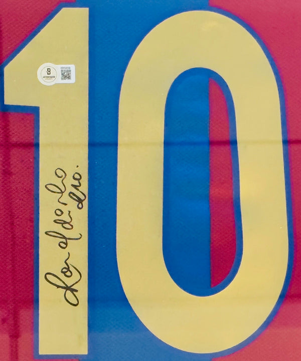 Ronaldinho Autographed Barcelona Framed Jersey (Beckett)